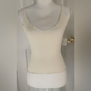 Free People- Cream ribbed tank top